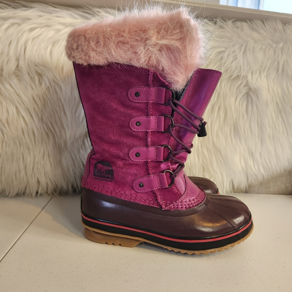 Sorel Kids Girls Pink Purple Joan Of Arctic Waterproof Winter Snow Boots Size 4